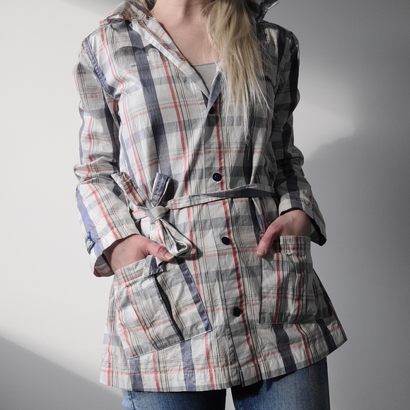SOLD - Harajuku Lovers Plaid Raincoat Sz Small - Picture 5 of 7